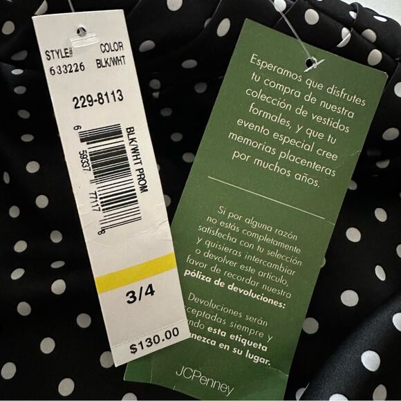 Onyx Nite Dress Black White Polka Dot Strapless Tulle Fit Flare Prom Size 3/4 - Picture 10 of 12